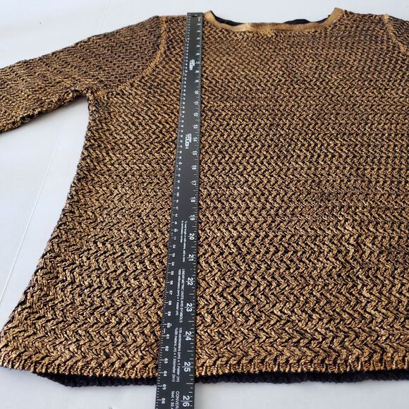 Chico's Gold/Bronze Metallic Chunky Knit Lightweight Sweater Sz XL Holiday Glam - Picture 5 of 9